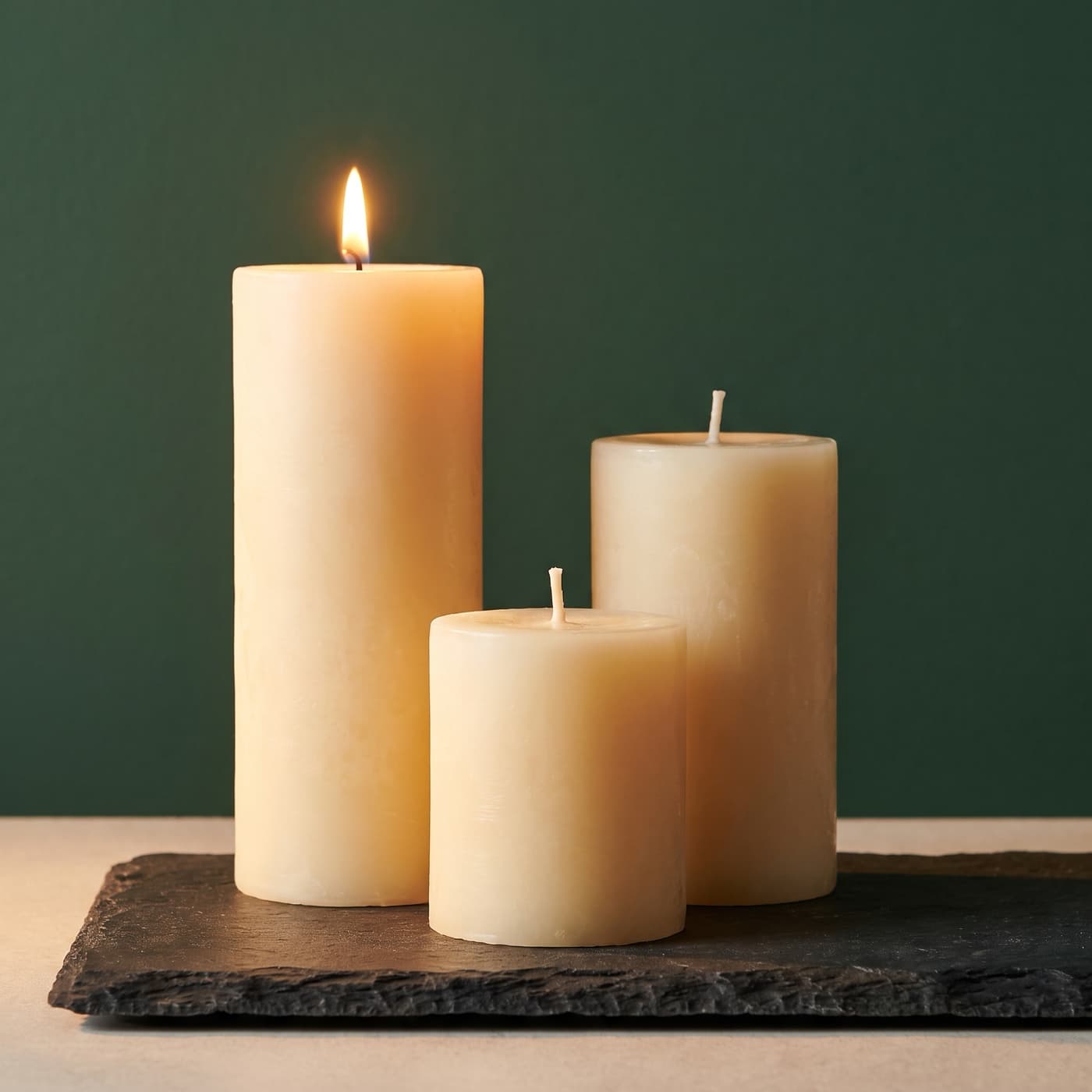 Winter Table Pillar Candle Set